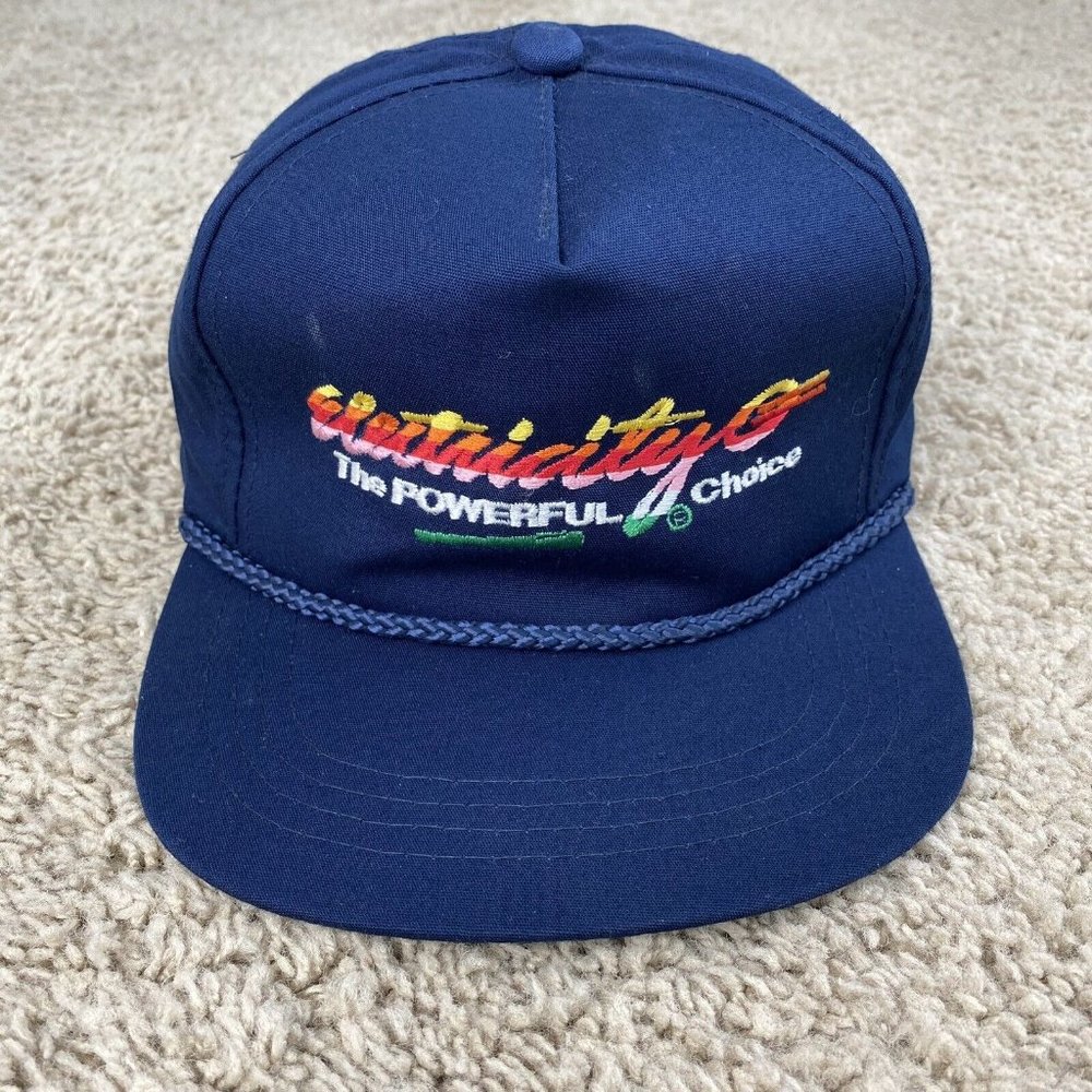 Yupoong Electricity the Powerful Choice Snapback Hat Blue Roped Rainbow Logo Cap